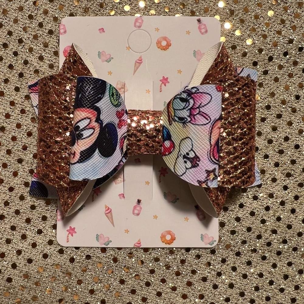 2 Glittery Disney and Multicolor Kids Hair Bow